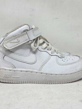 Kids 11C Nike AF1 Air Force 1 white mid sneakers 314196-113 PK preschool